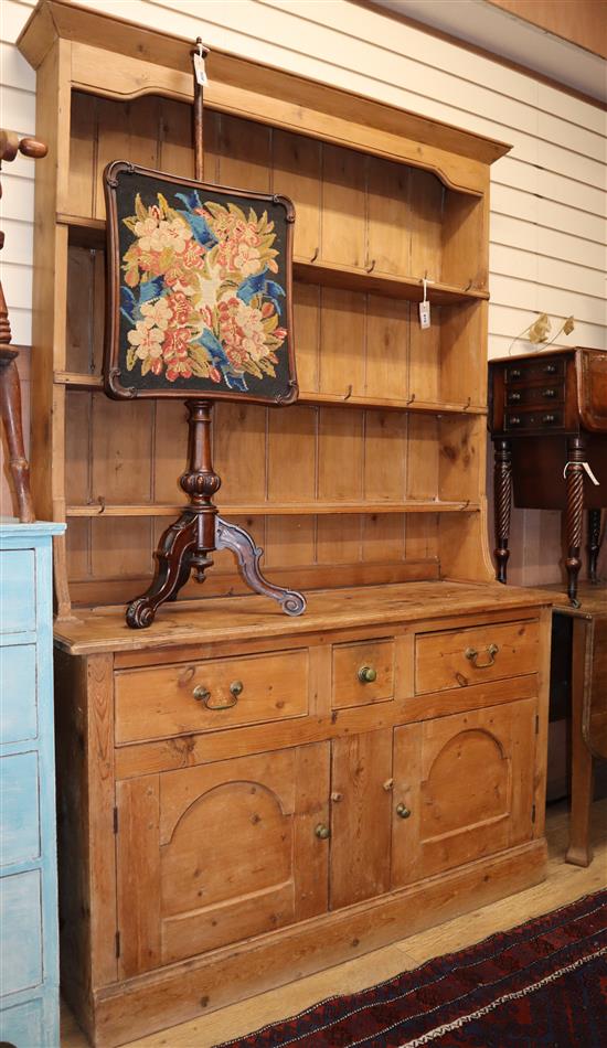 A 19th century pine dresser with boarded rack W.136cm